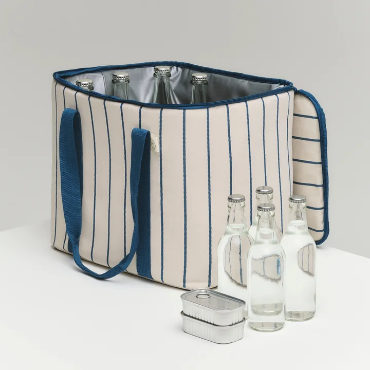 HAY - Outdoor Market Cooler bag M, beige with blue stripes