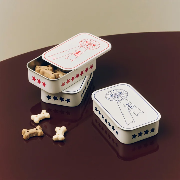 HAY - Dogs treat tin S, red / white and blue / white