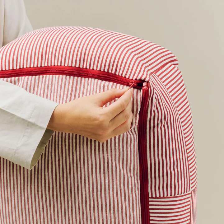 HAY - Dog bed, Zip, XS, red / white stripes