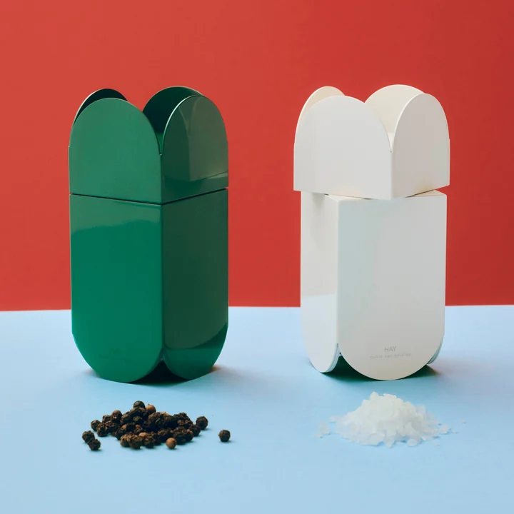 HAY - Arcs Salt mill & Pepper mill S, green and off-white