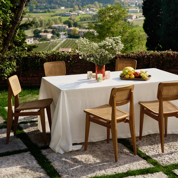 Gubi - C-Chair Outdoor Chair, Teak / French Cane