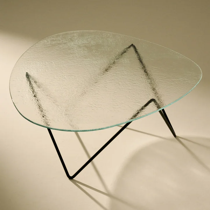 Gubi - Pedrera Coffee table, black semi-matt / textured transparent glass