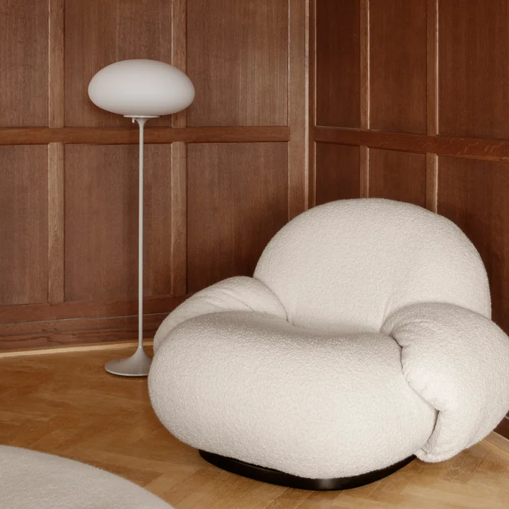 Gubi - Stemlite Floor lamp H 110 cm, pebble gray / opal