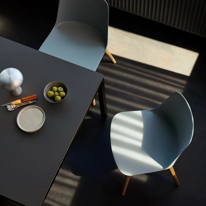 & Tradition - Rely Side Chair HW71, clear lacquered oak / light blue