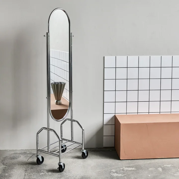 House Doctor - Image standing mirror on castors, silver