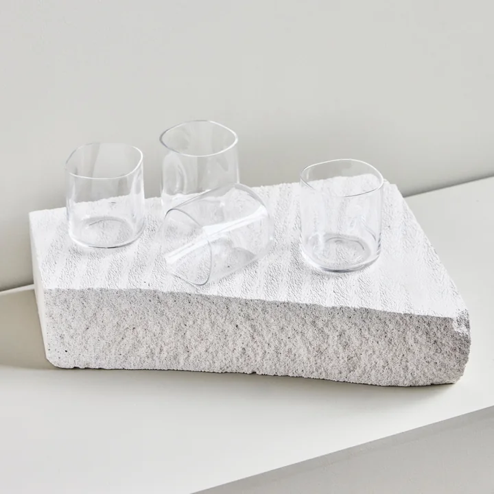 House Doctor - Sand drinking glass, h 9 cm, clear (set of 4)