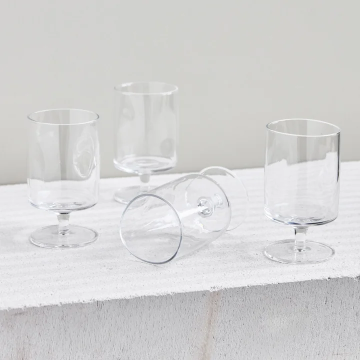 House Doctor - Sand wine glass, h 13.2 cm, clear (set of 4)