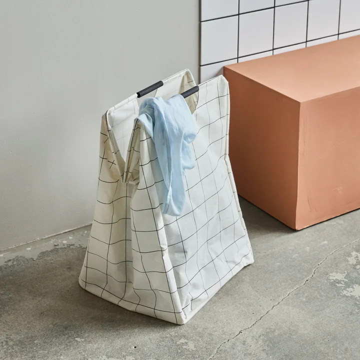 House Doctor - Squares laundry bag, white