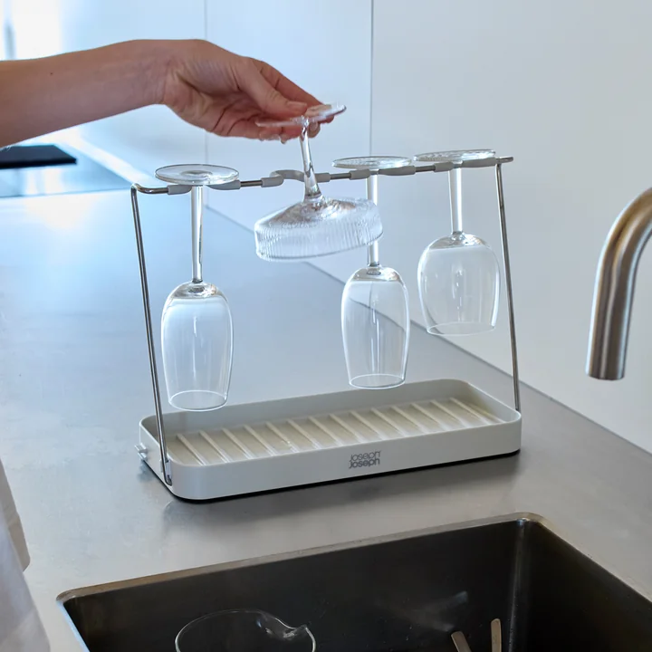 Joseph Joseph - DrySmart Draining rack for wine glasses, light stone