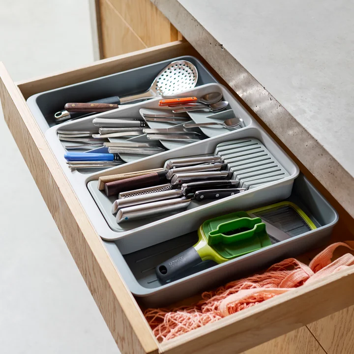Joseph Joseph - DrawerStore Extendable cutlery tray, incl. knife organizer, light stone
