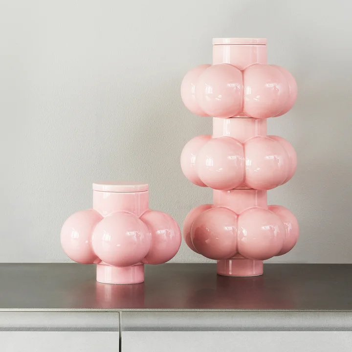 Normann Copenhagen - Deko Object Vase Bubbles with lid, soft pink