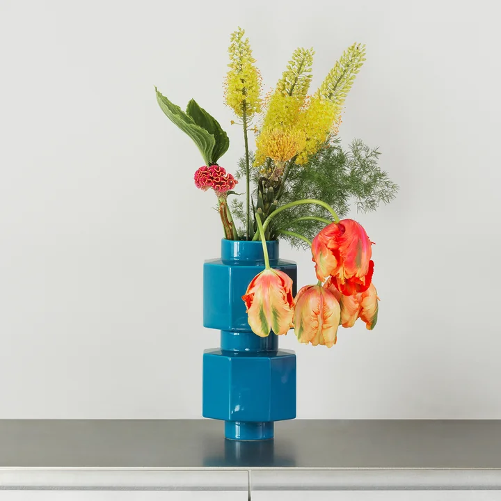 Normann Copenhagen - Deko Object Vase Hexagon, petrol blue