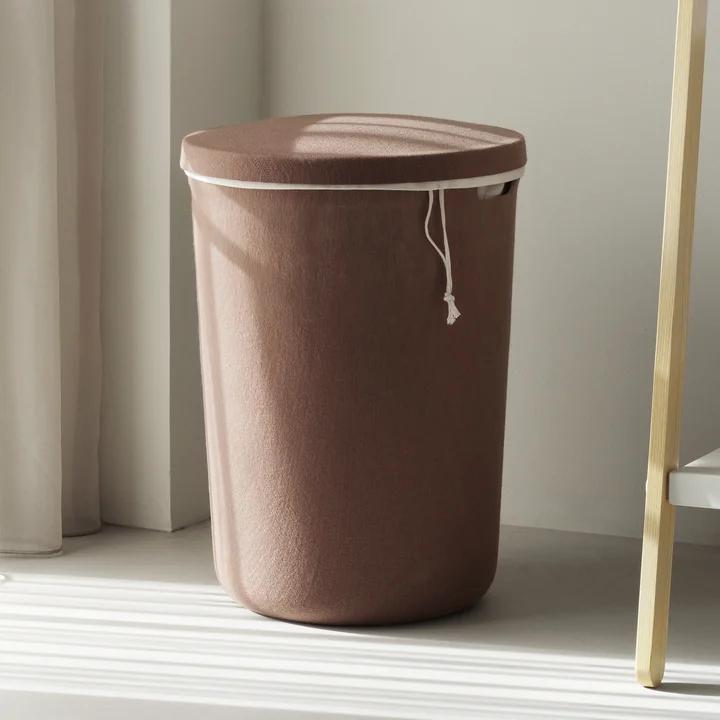 Normann Copenhagen - Hide Laundry basket, brown with cotton bag