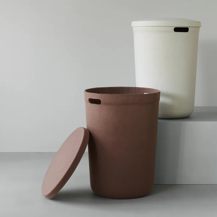 Normann Copenhagen - Hide Laundry basket, cream and brown