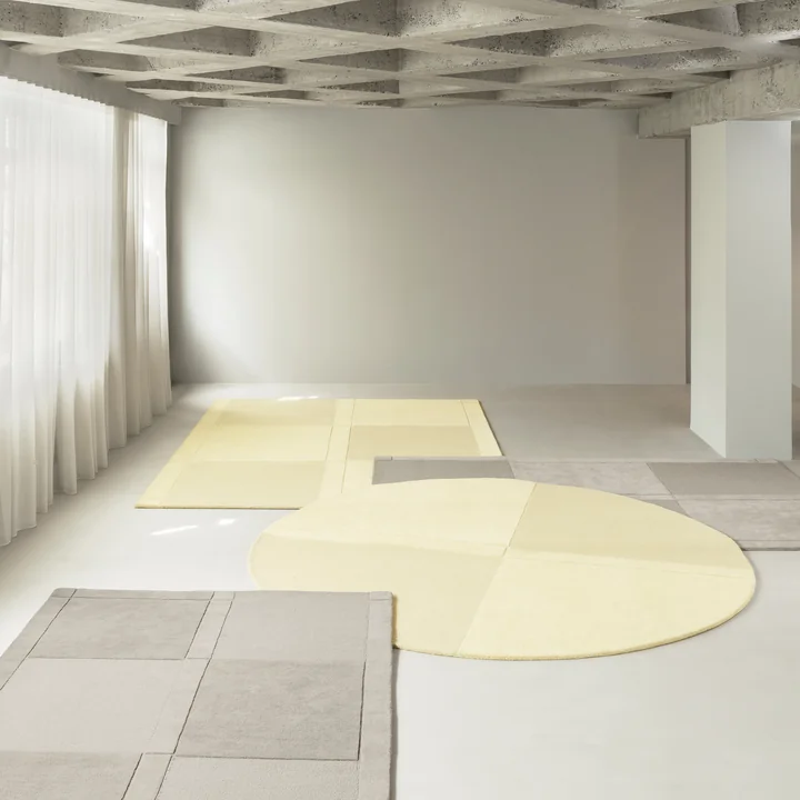Normann Copenhagen - Level Rugs, light yellow and warm grey