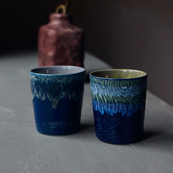 HKliving - 70's Van Gogh coffee mug, 230 ml, starry night (set of 2)