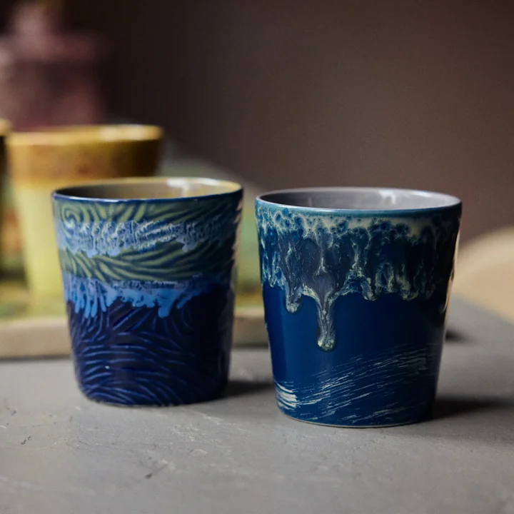 HKliving - 70's Van Gogh coffee mug, 230 ml, starry night (set of 2)