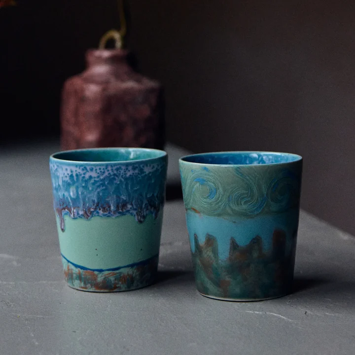 HKliving - 70's Van Gogh coffee mug, 230 ml, self-portrait (set of 2)