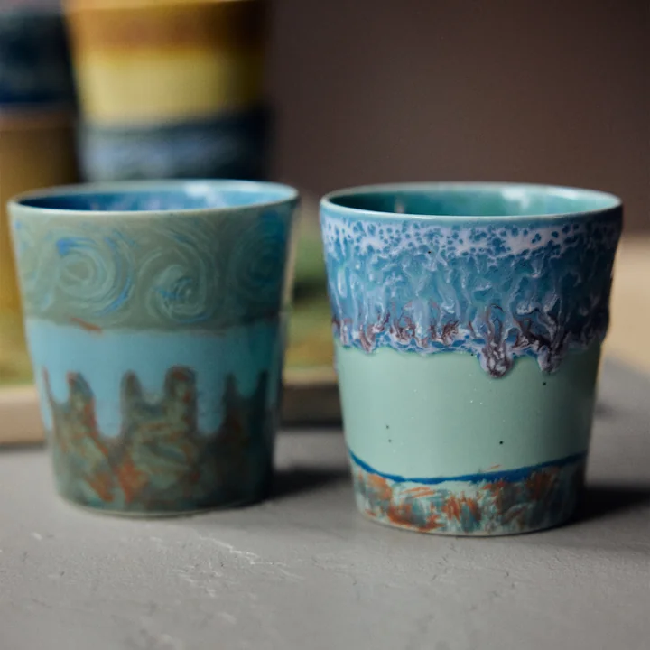 HKliving - 70's Van Gogh coffee mug, 230 ml, self-portrait (set of 2)