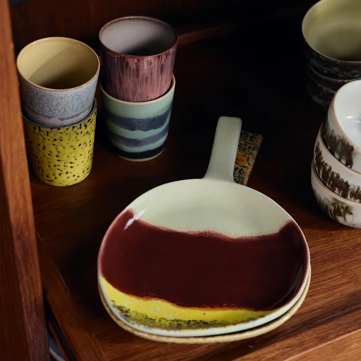 HKliving - 70's serving platter, 18 x 30.5 cm, cherry