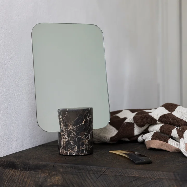 Mette Ditmer - Marble Mirror, 18 x 30 cm, Ø 8 cm, brown