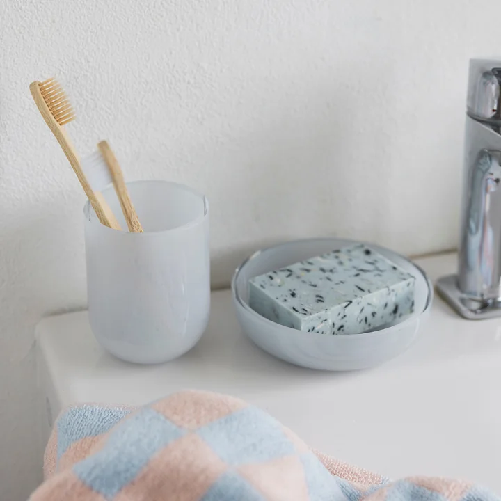 Mette Ditmer - OPAL Soap dish and cleaning cup, light blue
