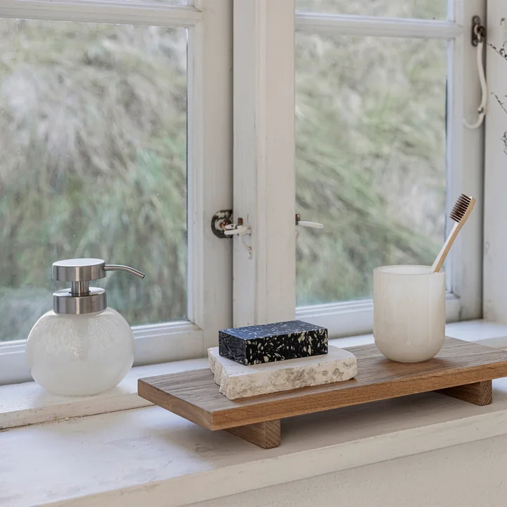 Mette Ditmer - OPAL Soap dispenser and toothbrush tumbler, linen