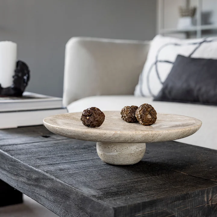 Mette Ditmer - Travertine Pedestal Tray, linen
