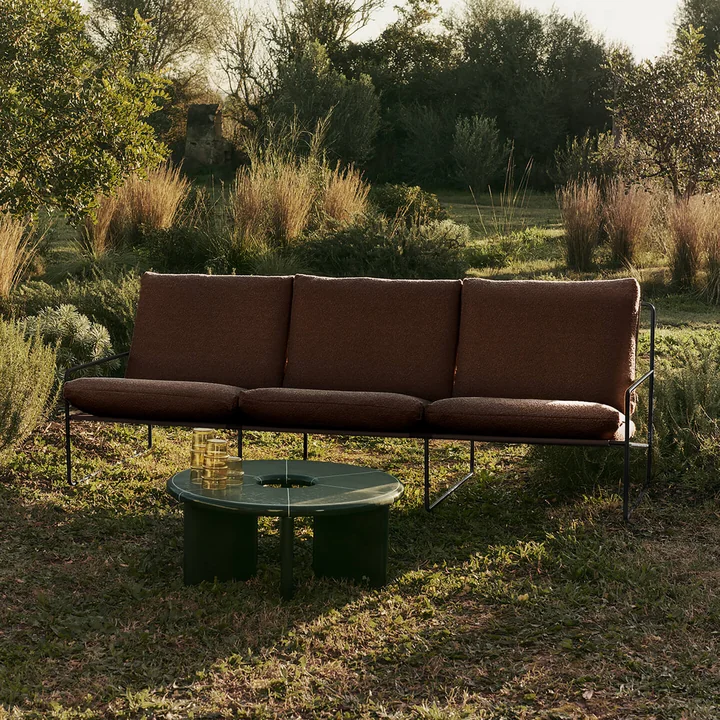 Ferm Living - Desert Outdoor 3-seater sofa, black / chestnut (Pure Bouclé)