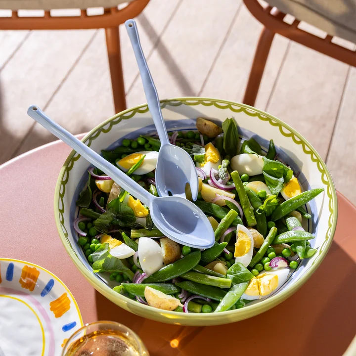 & klevering - Boavista salad bowl Ø 30 cm, green and Boavista salad servers, blue