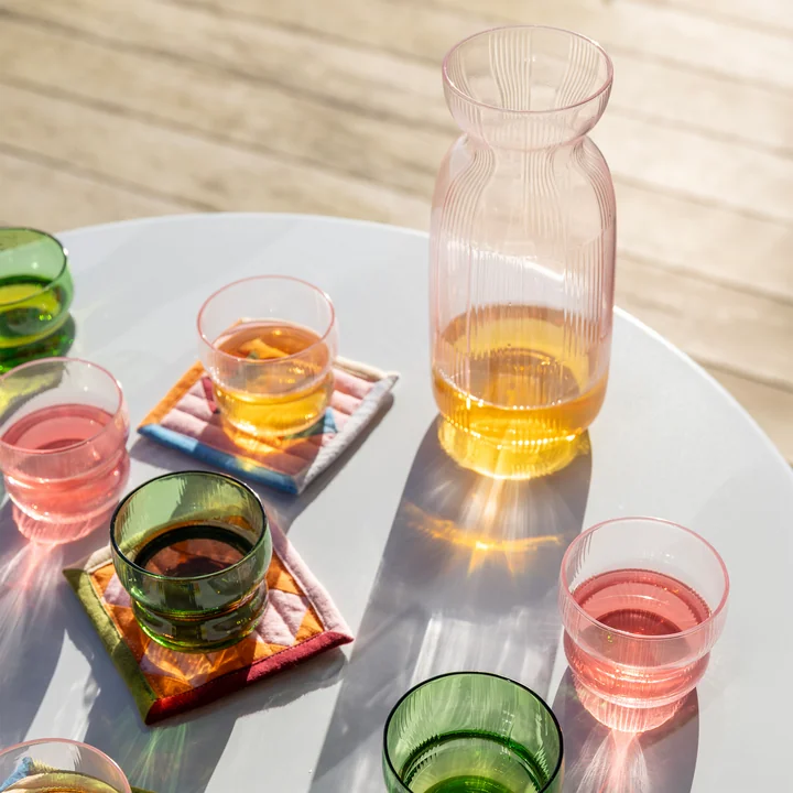 & klevering - Circus carafe 1.3 L with drinking glass, pink and green