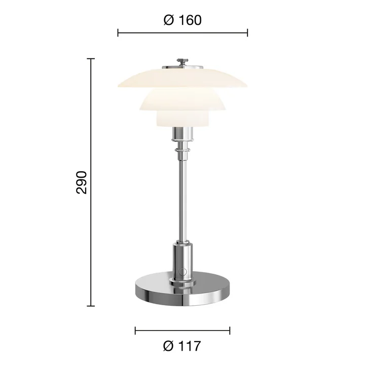 Louis Poulsen - PH 1/1 Portable rechargeable LED table lamp, high-gloss chrome-plated