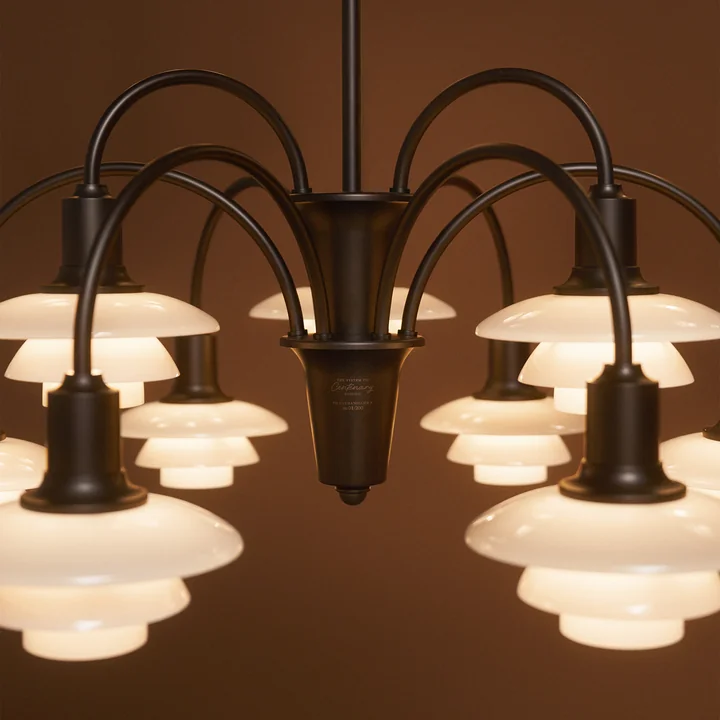 Louis Poulsen - PH 1/1 Chandelier Centenary Edition, aged brass / dusty terracotta (9-arm)