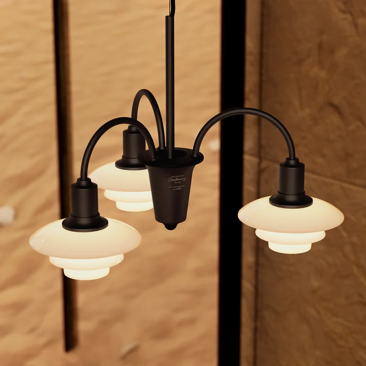 Louis Poulsen - PH 1/1 Chandelier Centenary Edition, aged brass / dusty terracotta (3-arm)