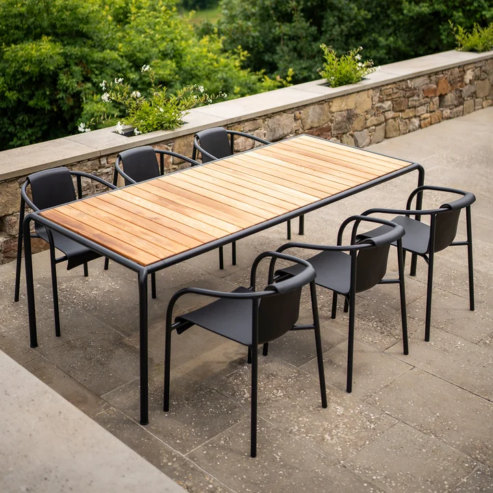 HOUE - AVANTI outdoor dining table, 222 x 98 cm, pine / black