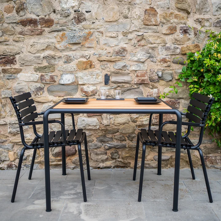 HOUE - AVANTI outdoor dining table, 98 x 83 cm, pine / black