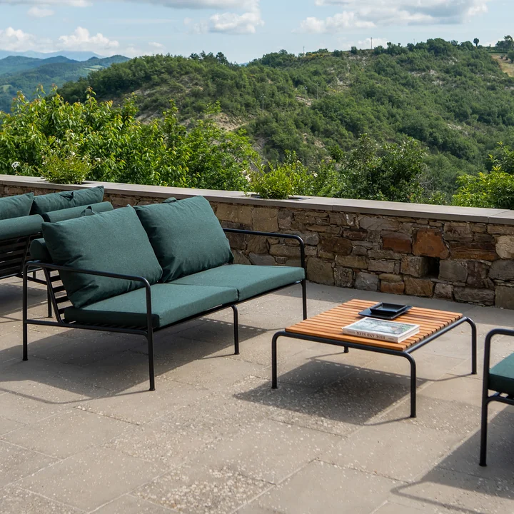 HOUE - AVON Sofa 2-seater, black / alpine with AVON table, thermo ash / black