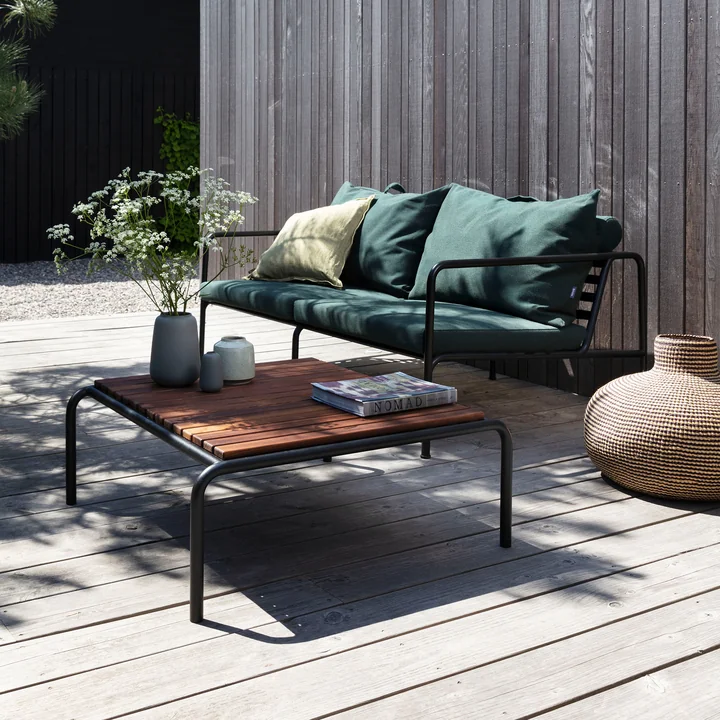 HOUE - AVON Sofa 2-seater, black / alpine with AVON table, thermo ash / black