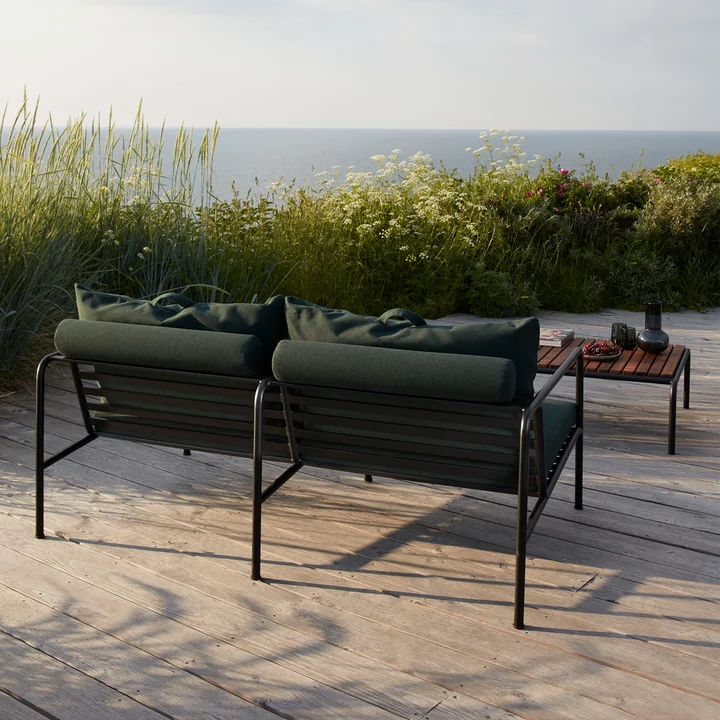 HOUE - AVON Sofa 2-seater, black / alpine with AVON table, thermo ash / black