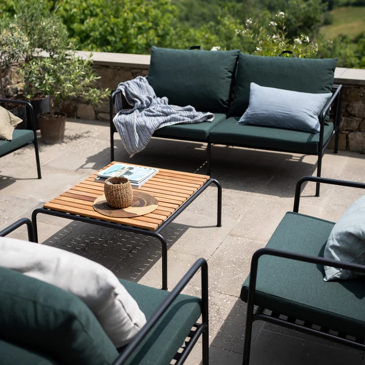 HOUE - AVON Sofa 2-seater, black / alpine with AVON table, thermo ash / black