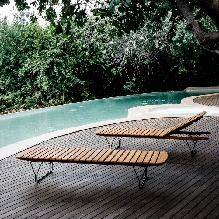 HOUE - MOLO Sun lounger, black / bamboo