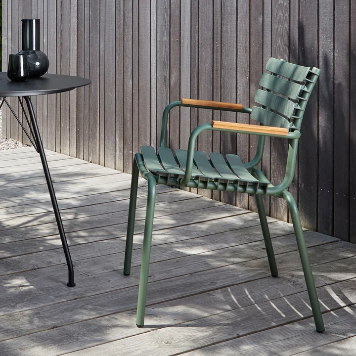 HOUE - ReCLIPS Outdoor Dining armchair, olive green / bamboo