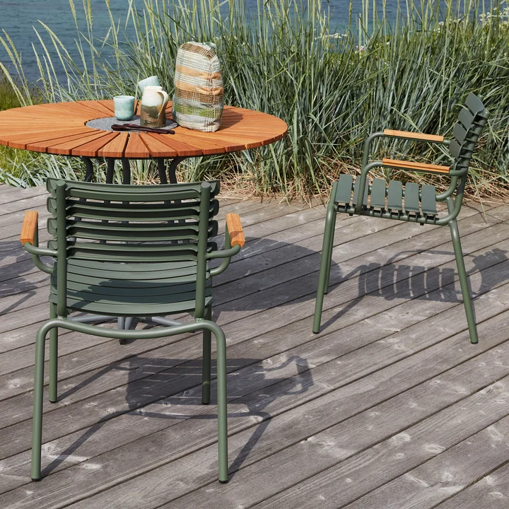 HOUE - ReCLIPS Outdoor Dining armchair, olive green / bamboo