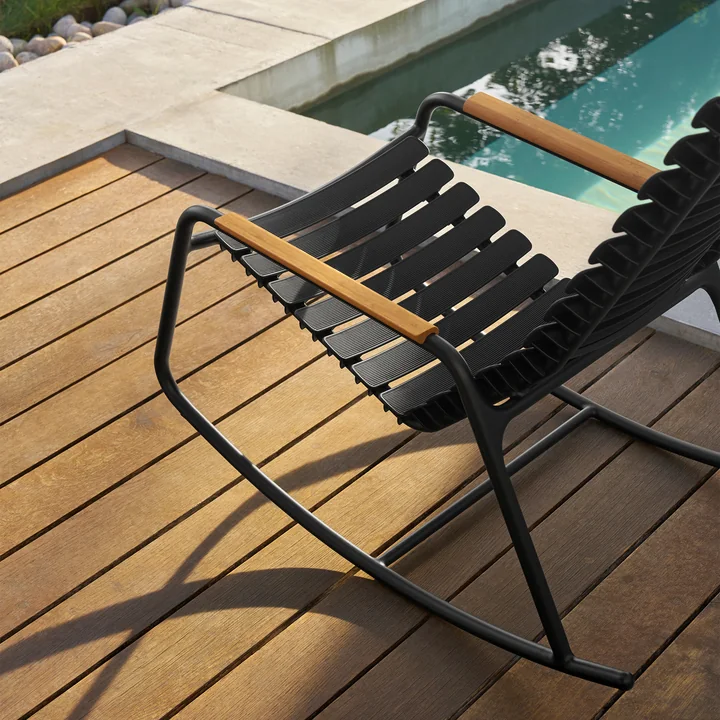 HOUE - ReCLIPS Outdoor rocking chair, black / bamboo