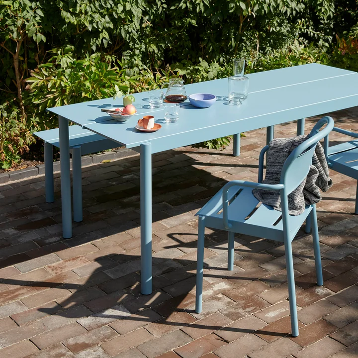 Muuto - Linear steel table outdoor, 200 cm, pale blue
