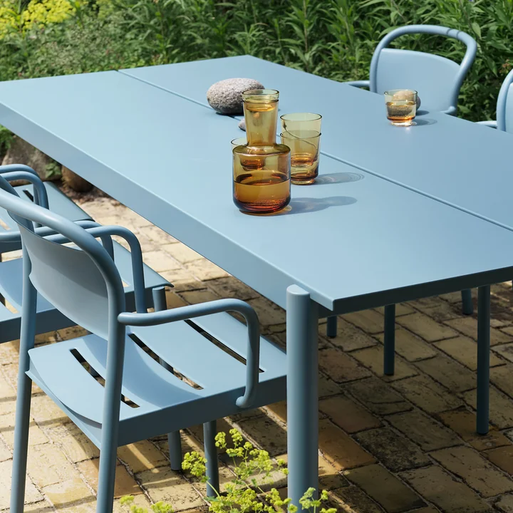 Muuto - Linear steel table outdoor, 200 cm, pale blue