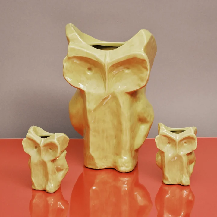 Serax - After Midnight Vase Owl, L and XS, yellow