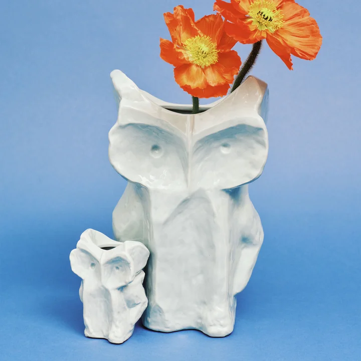 Serax - After Midnight Vase Owl, L and XS, light blue