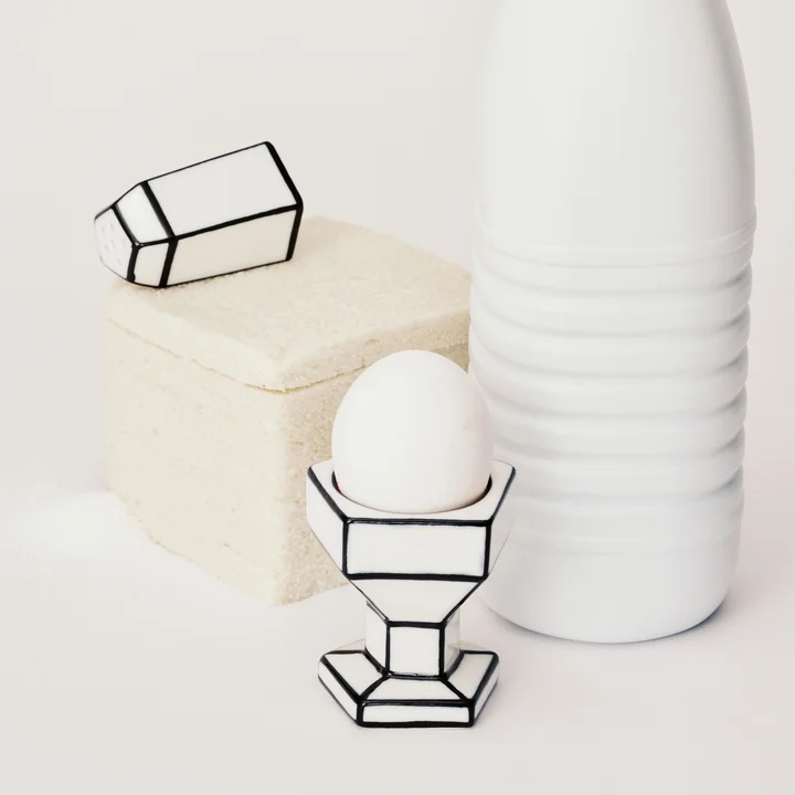 Serax - Carte Blanche Egg cup and salt shaker, white / black