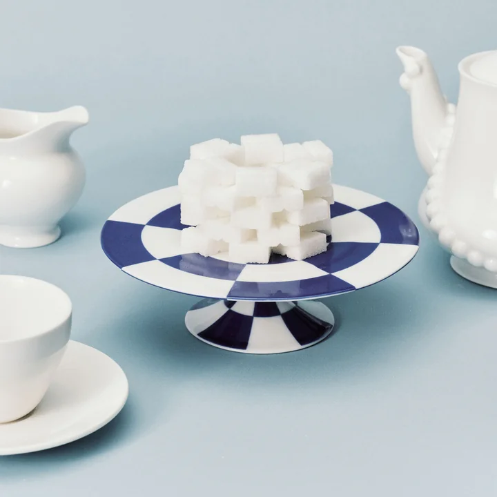 Serax - Fête des Bêtes Cake stand, blue / white